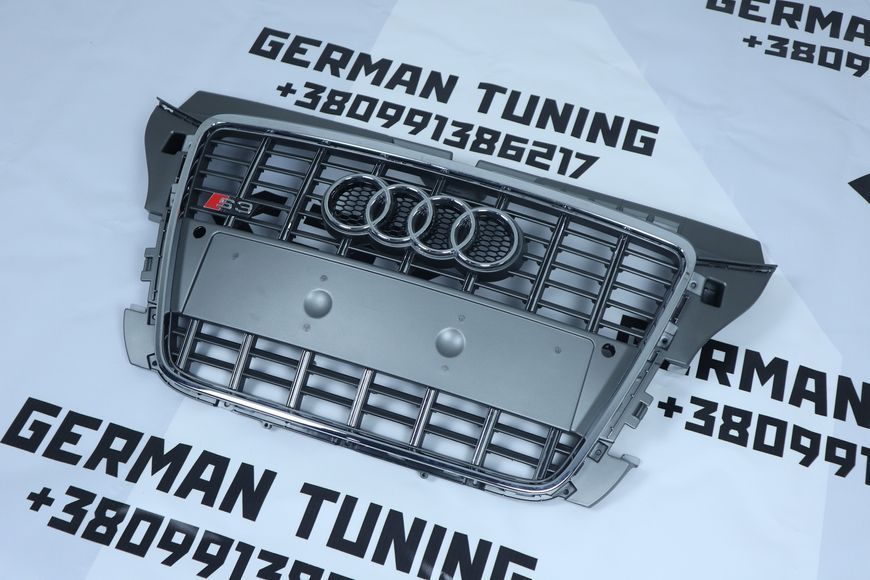 Решітка радіатора Audi A3 8P (2008-2012) сіра з хромом в стилі S-Line A3-S102 фото