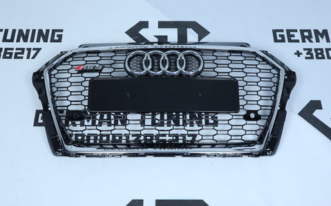 Решітка радіатора Audi A3 8V (2016-2020) чорна з хромом в стилі RS A3-RS173 фото