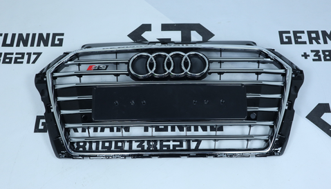 Решітка радіатора Audi A3 8V (2016-2020) чорна з хромом в стилі S-Line A3-S171 фото