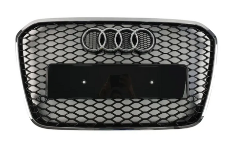 Решітка радіатора Audi A6 C7 (2011-2014) чорна з хромом в стилі RS A6-RS131 фото