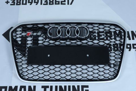 Решітка радіатора Audi A6 C7 (2011-2014) чорна з сірим в стилі RS A6-RS138 фото