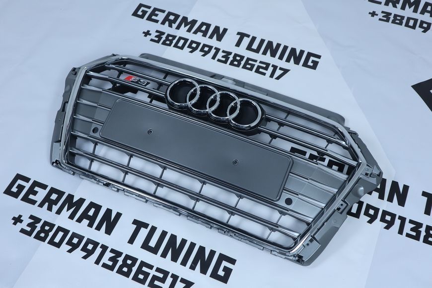 Решітка радіатора Audi A3 8V (2016-2020) сіра з хромом в стилі S-Line A3-S172 фото