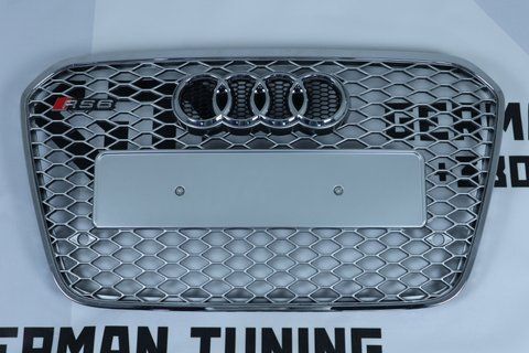 Решітка радіатора Audi A6 C7 (2011-2014) сіра з хромом в стилі RS A6-RS134 фото