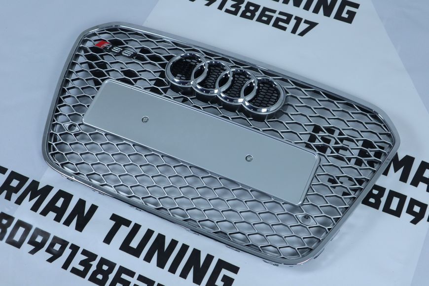 Решітка радіатора Audi A6 C7 (2011-2014) сіра з хромом в стилі RS A6-RS134 фото