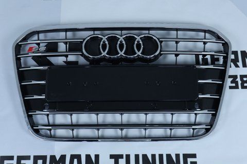 Решітка радіатора Audi A6 C7 (2011-2014) чорна з хромом в стилі S-Line A6-S131 фото