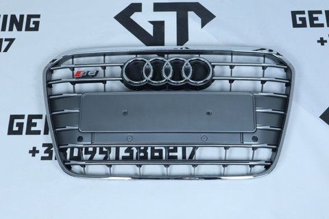 Решітка радіатора Audi A6 C7 (2011-2014) сіра з хромом в стилі S-Line A6-S133 фото