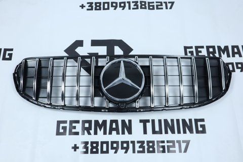 Решітка радіатора Mercedes GLC-Class X253 (2019-2022) в стилі GT Panamericana Чорна з хромом MB-X253194 фото