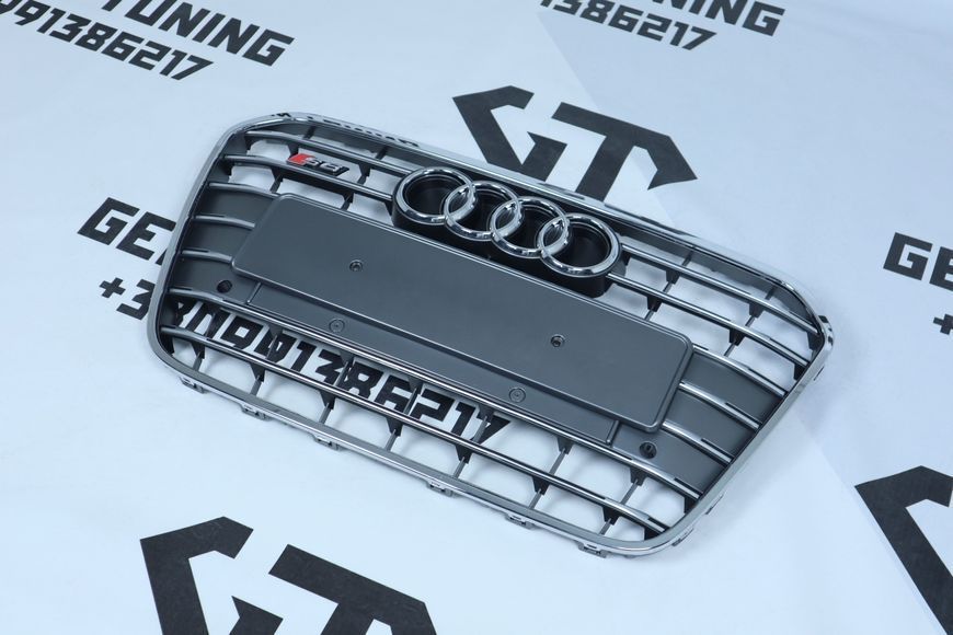 Решітка радіатора Audi A6 C7 (2011-2014) сіра з хромом в стилі S-Line A6-S133 фото