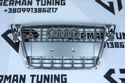 Решетка радиатора Audi A4 B8 (2007-2011) серая с хромом в стиле S-Line A4-S102 фото
