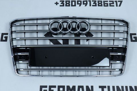 Решітка радіатора Audi A8 D4 (2014-2017) чорна з хромом в стилі S-Line A8-S153 фото