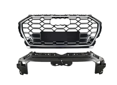 Решетка радиатора Audi Q5 80A (2020-2023) черная с хромом в стиле SQ5 Q5-S212 фото