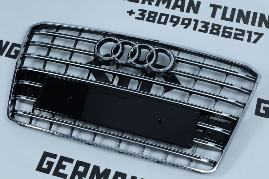 Решітка радіатора Audi A8 D4 (2014-2017) чорна з хромом в стилі S-Line A8-S153 фото