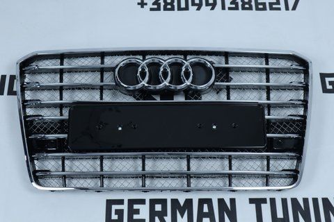 Решітка радіатора Audi A8 D4 (2014-2017) чорна з хромом в стилі W12 A8-S151 фото