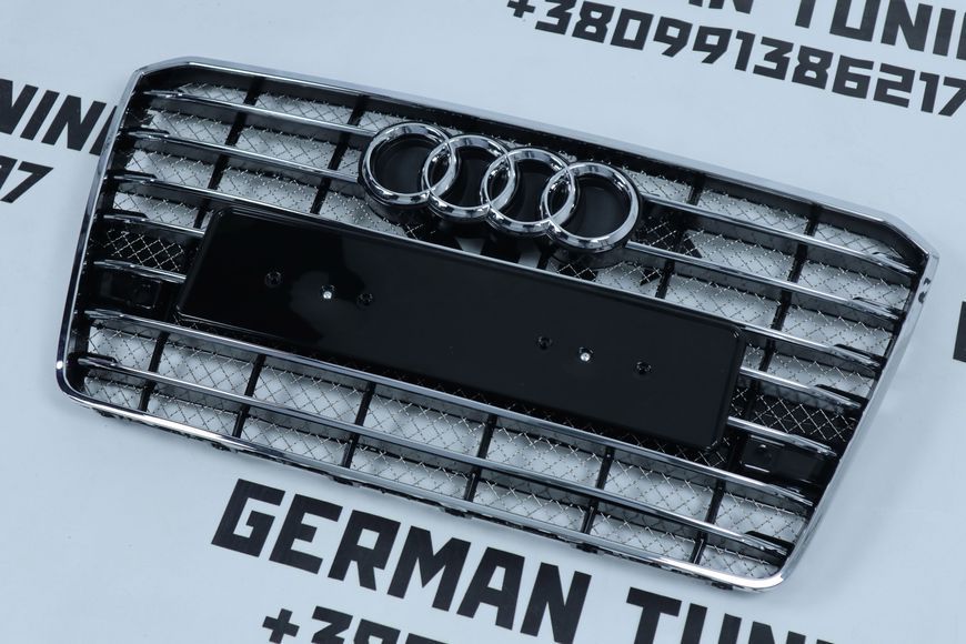 Решітка радіатора Audi A8 D4 (2014-2017) чорна з хромом в стилі W12 A8-S151 фото