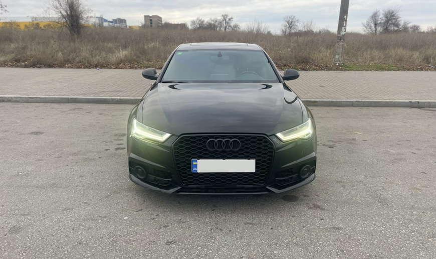 Решетка радиатора Audi A6 C7 (2014-2018) черная в стиле RS A6-RS174 фото