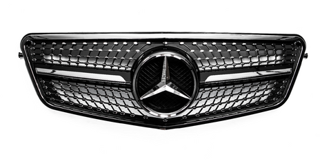 Решітка радіатора Mercedes E-Class W212 (2009-2013) в стилі Diamond Чорна з хромом MB-W212081 фото
