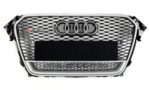 Решітка радіатора Audi A4 B8 (2011-2015) чорна з сірим QUATTRO в стилі RS A4-RS137 фото