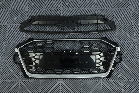 Решетка радиатора Audi A4 B9 (2019-2023) черная с серым в стиле S-line A4-S201 фото
