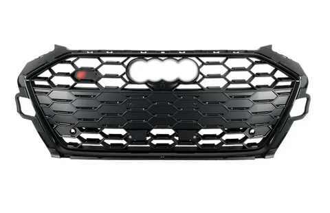 Решетка радиатора Audi A4 B9 (2019-2023) черная в стиле S-line A4-S203 фото