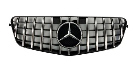 Решітка радіатора Mercedes E-Class W212 (2009-2013) в стилі GT Panamericana Чорна з хромом MB-W212092 фото