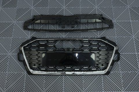 Решетка радиатора Audi A4 B9 (2019-2023) серая с хромом в стиле S-line A4-S204 фото