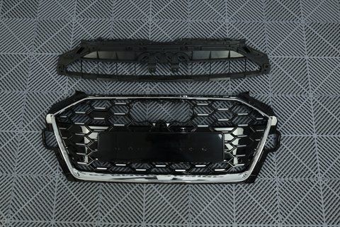 Решетка радиатора Audi A4 B9 (2019-2023) черная с хромом в стиле S-line A4-S200 фото