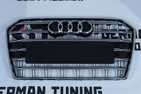 Решетка радиатора Audi A6 C7 (2014-2018) черная с хромом в стиле S-Line A6-S171 фото