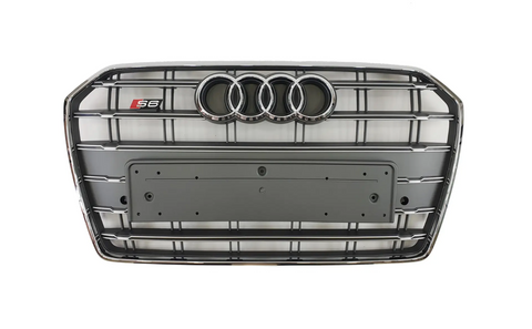 Решетка радиатора Audi A6 C7 (2014-2018) серая с хромом в стиле S-Line A6-S172 фото