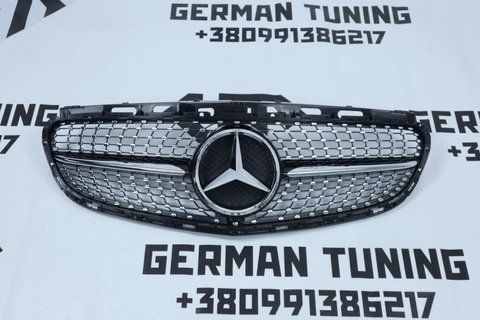 Решітка радіатора Mercedes E-Class W212 (2013-2016) в стилі Diamond Чорна з хромом MB-W212152 фото