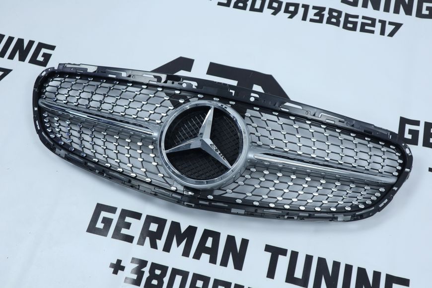 Решітка радіатора Mercedes E-Class W212 (2013-2016) в стилі Diamond Сіра з хромом MB-W212151 фото