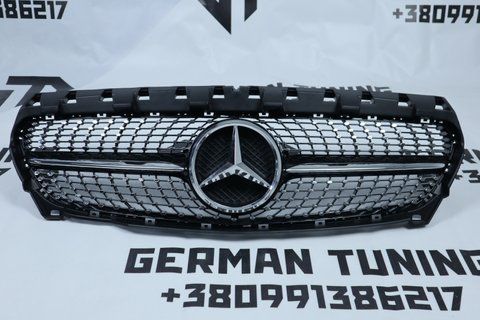 Решітка радіатора Mercedes CLA-Class C117 (2013-2017) в стилі Diamond Чорна з хромом MB-W117153 фото