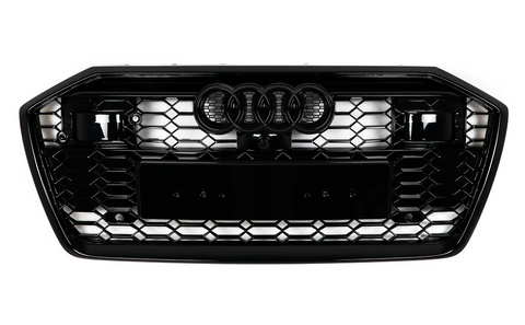 Решетка радиатора Audi A6 C8 (2018-2022) черная в стиле RS (под дистроник) A6-RS6C8201 фото