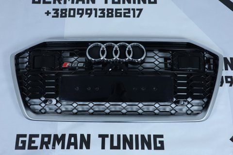 Решетка радиатора Audi A6 C8 (2018-2022) черная с серым в стиле RS (под дистроник) A6-RS6C82002 фото