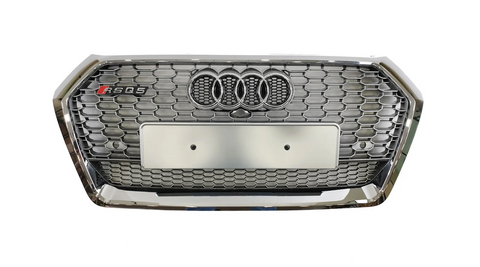 Решетка радиатора Audi Q5 80A (2016-2020) серая с хромом в стиле RS Q5-RS172 фото