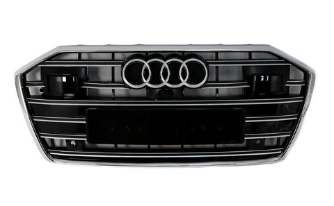 Решетка радиатора Audi A6 C8 (2018-2022) черная с хромом в стиле S-Line (под дистроник) A6-S6C8194 фото