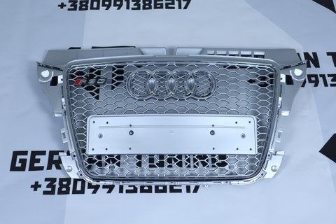 Решітка радіатора Audi A3 8P (2008-2012) сіра з хромом в стилі RS A3-RS103 фото