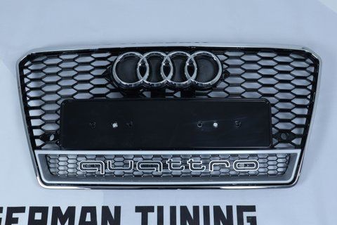 Решітка радіатора Audi A7 4G8 (2010-2014) чорна з хромом в стилі RS Quattro A7-RS126 фото