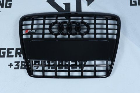 Решітка радіатора Audi A6 C6 (2004-2011) чорна в стилі S-Line (без місця під парктроніки) A6-S102 фото
