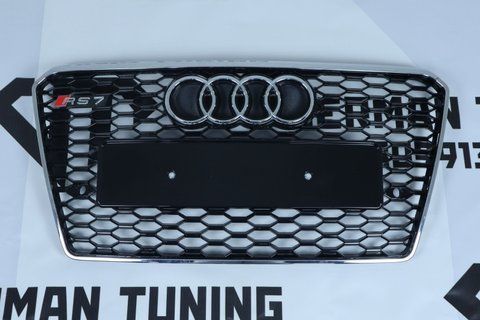 Решітка радіатора Audi A7 4G8 (2010-2014) чорна з хромом в стилі RS A7-RS122 фото