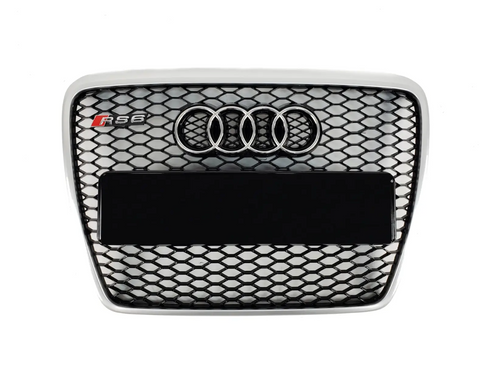 Решітка радіатора Audi A6 C6 (2004-2011) чорна з сірим в стилі RS (без місця під парктроніки) A6-RS105 фото