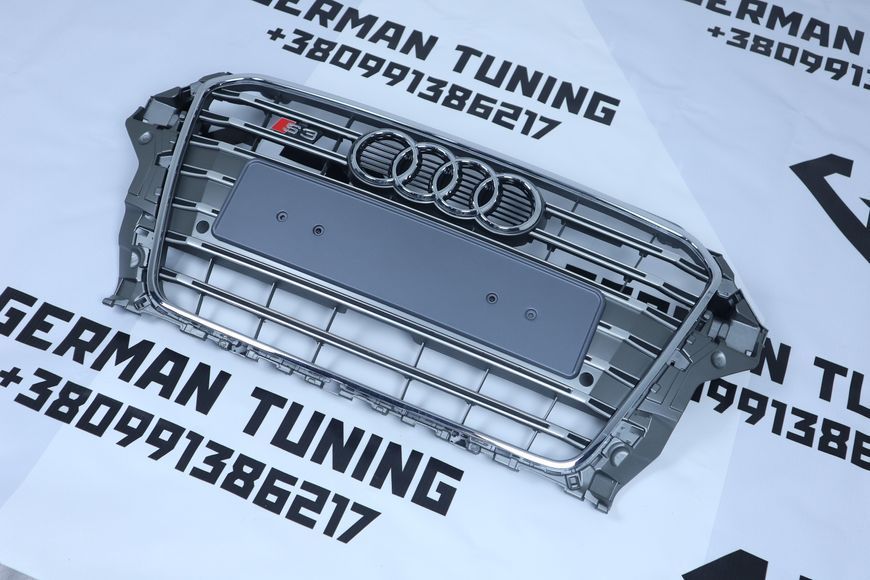 Решітка радіатора Audi A3 8V (2012-2016) сіра з хромом в стилі S-Line A3-S143 фото