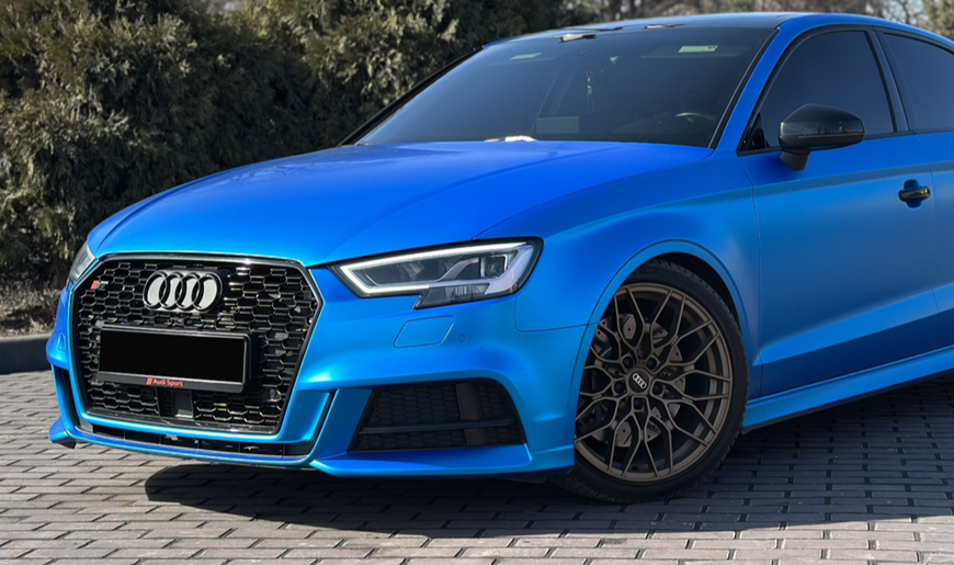 Решетка радиатора Audi A3 8V (2016-2020) черная под радар в стиле RS A3-RS172ACC фото
